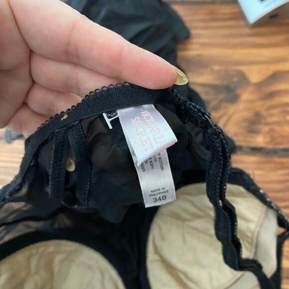 Victoria's Secret Women's Black Lace Sheer Lingerie Slip Chemise Size 34B - Picture 6 of 11